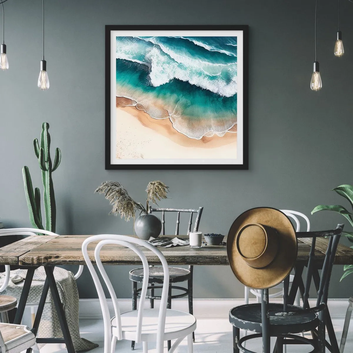 Plakat w czarnej ramie - Odwieczne spotkanie - 40x40 cm