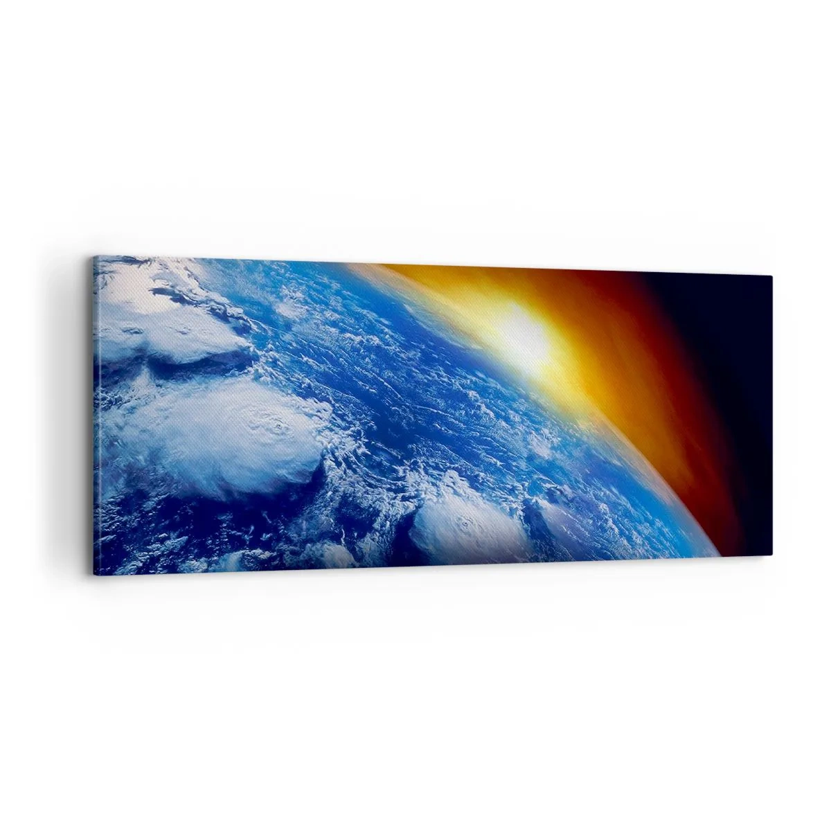 Obraz na płótnie - Wschód słońca nad błękitną planetą - 100x40 cm
