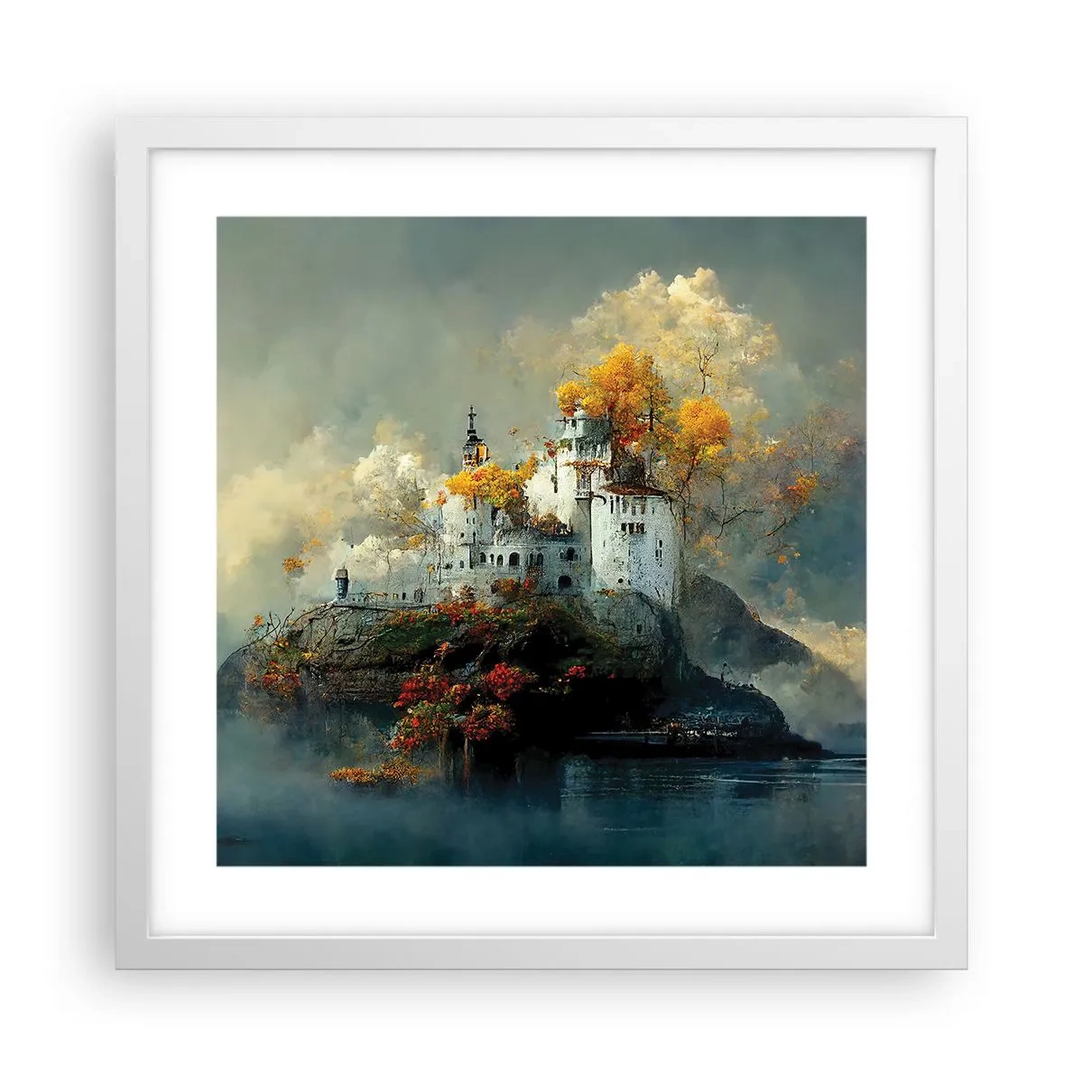 Plakat w białej ramie - Początek romantycznej opowieści - 40x40 cm