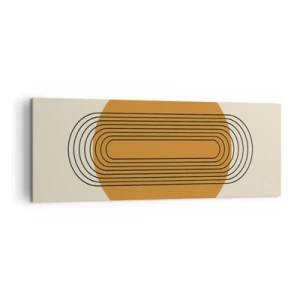 Obraz na płótnie - Geometryczny wzór z pomarańczowym kołem i liniami - 140x50cm - Plan doskonały - Nowoczesna dekoracja ścienna do salonu i sypialni ARTTOR