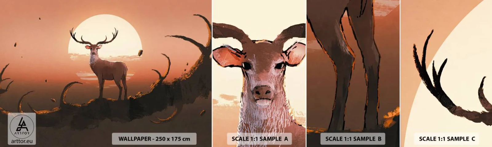 Fototapeta Próbka Samoprzylepna Deluxe Sticker - Ta noc do innych jest niepodobna - Abstrakcja, Jeleń, Sztuka - 100x30 cm