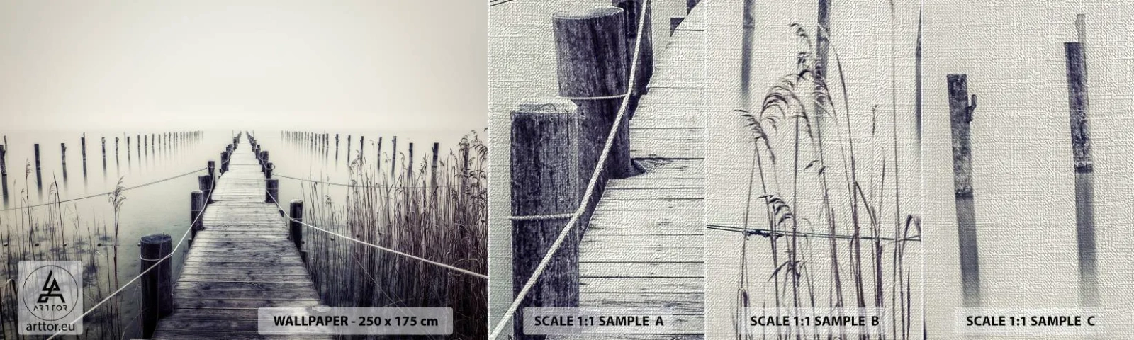 Fototapeta Próbka Premium Canvas - Zanurz się w spokoju - Pomost, Jezioro, Cisza - 100x30 cm