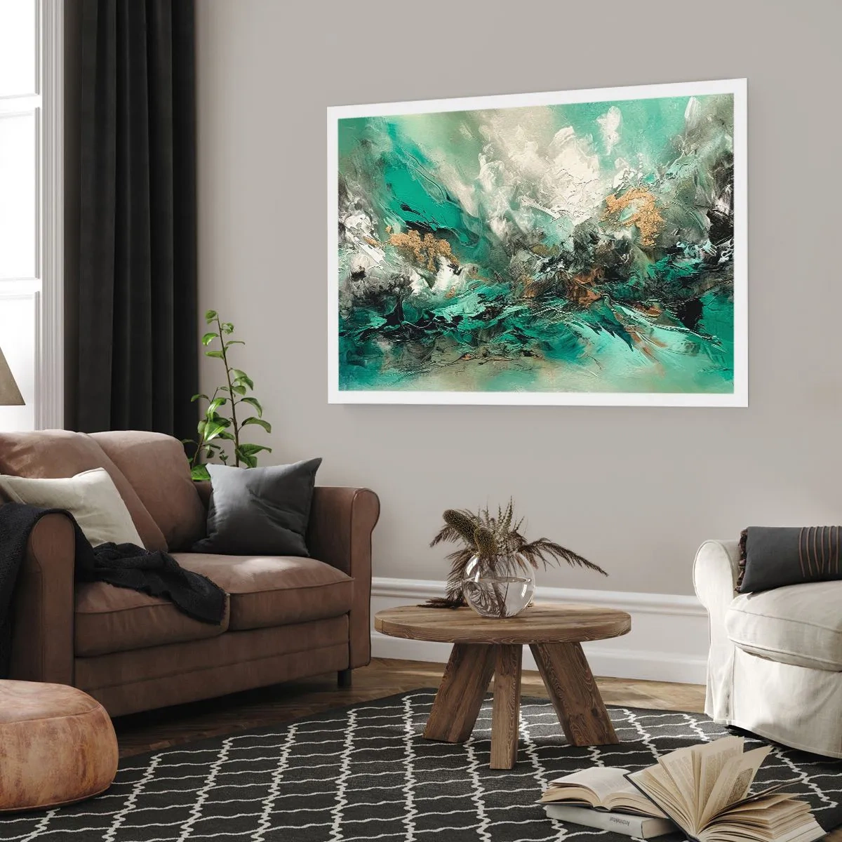 Plakat - Szmaragdowo-czarna kipiel - 40x30 cm