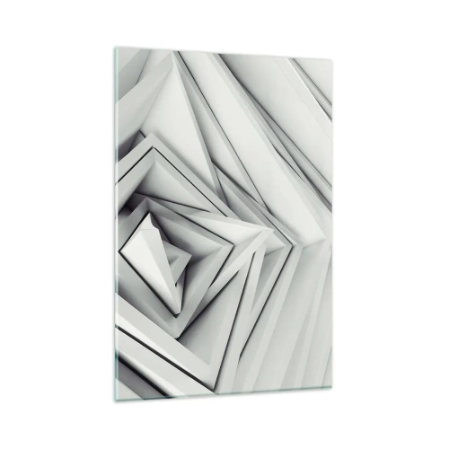 Obraz na szkle - Abstrakcyjna kompozycja geometrycznych kształtów w odcieniach szarości - 80x120cm - Ostrych kątów pąkowie - Nowoczesna dekoracja ścienna do salonu i sypialni ARTTOR