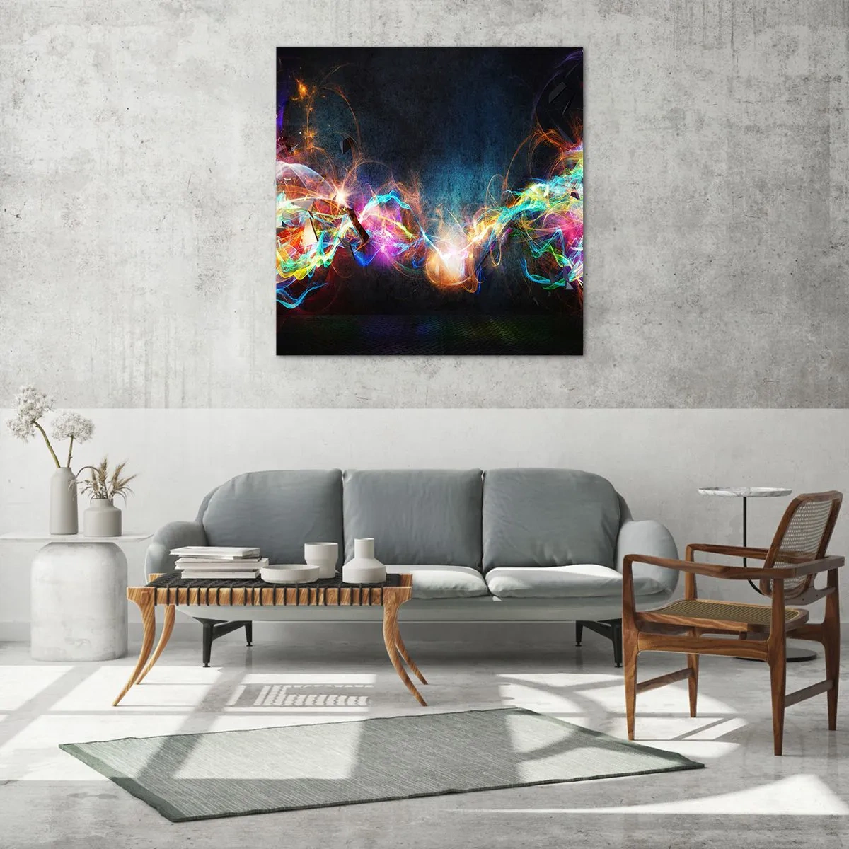 Obraz na szkle - Radośnie przeciw ciemności - 60x60 cm