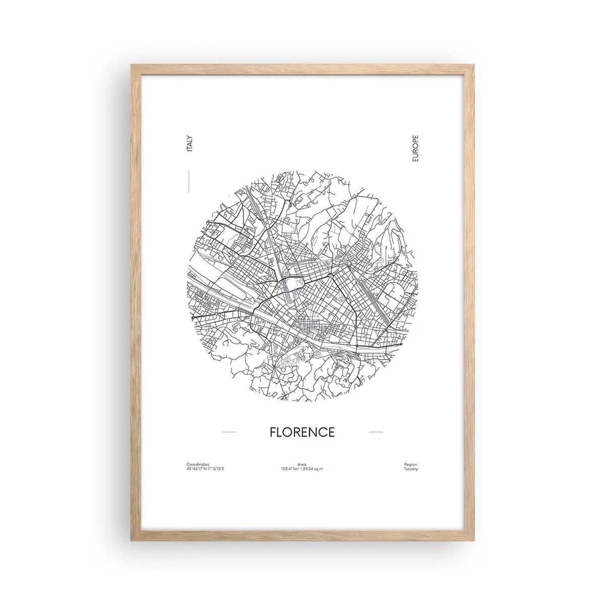 Plakat w ramie jasny dąb - Anatomia Florencji - 50x70 cm
