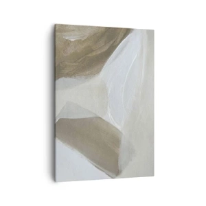 Obraz na płótnie - Subtelna abstrakcja w odcieniach beżu, bieli i brązu - 50x70cm - Fala bieli - Nowoczesna dekoracja ścienna do salonu, kuchni i sypialni ARTTOR