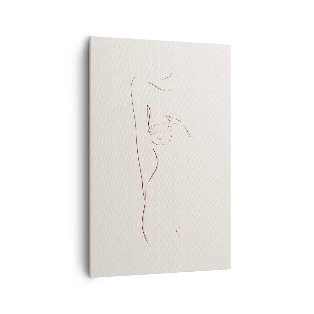 Obraz na płótnie - Subtelny rysunek linii przedstawiający sylwetkę na jasnym tle - 80x120cm - Kształt pragnienia - Nowoczesna dekoracja ścienna do salonu i sypialni ARTTOR