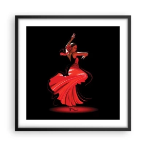 Plakat w czarnej ramie - Ognisty duch flamenco - 50x50 cm