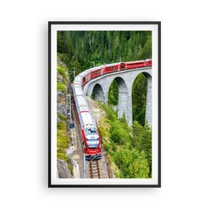Plakat w czarnej ramie - Kolej na górskie widoki - 61x91 cm