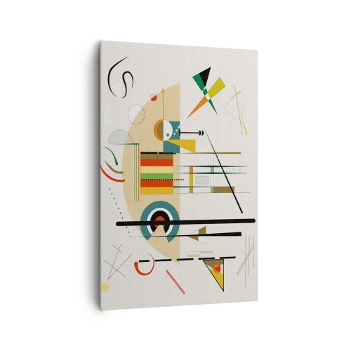 Obraz na płótnie - Kolorowa abstrakcja z geometrycznymi kształtami - 80x120cm - I świat się śmieje - Nowoczesna dekoracja ścienna do salonu i sypialni ARTTOR