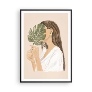 Plakat w czarnej ramie - Tajemniczy portret z wachlarzem - 70x100 cm