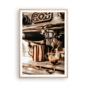 Plakat w ramie jasny dąb - Blask kawy - 70x100 cm