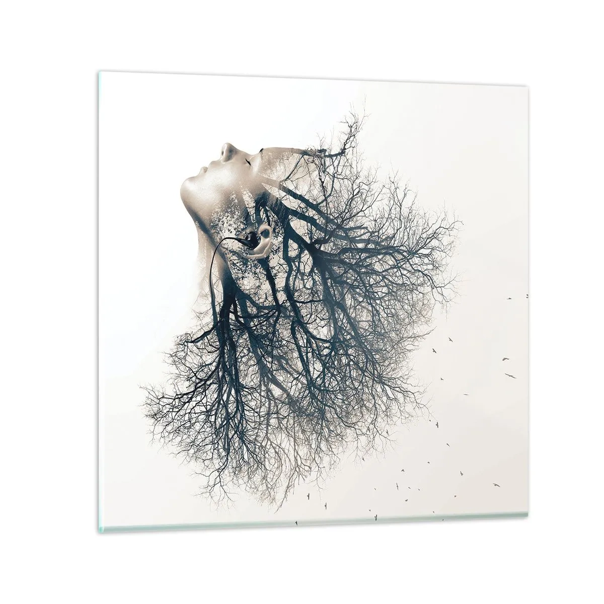 Obraz na szkle - Zasłuchana w szept drzewa - 70x70 cm