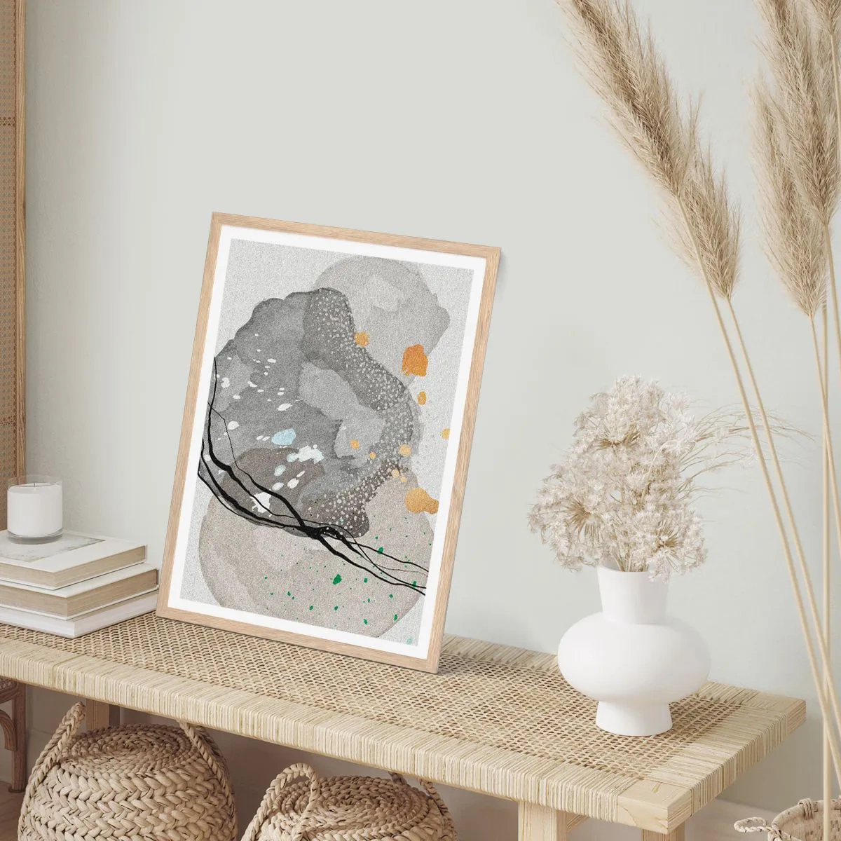 Plakat w ramie jasny dąb - Kompozycja organiczna - 70x100 cm