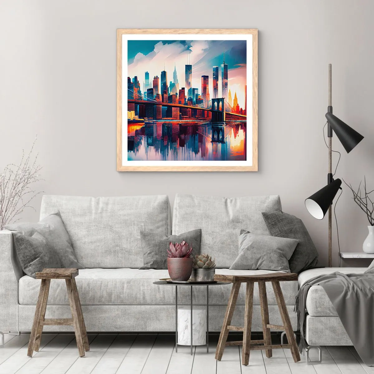 Plakat w ramie jasny dąb - Zjawiskowy Nowy Jork - 40x40 cm