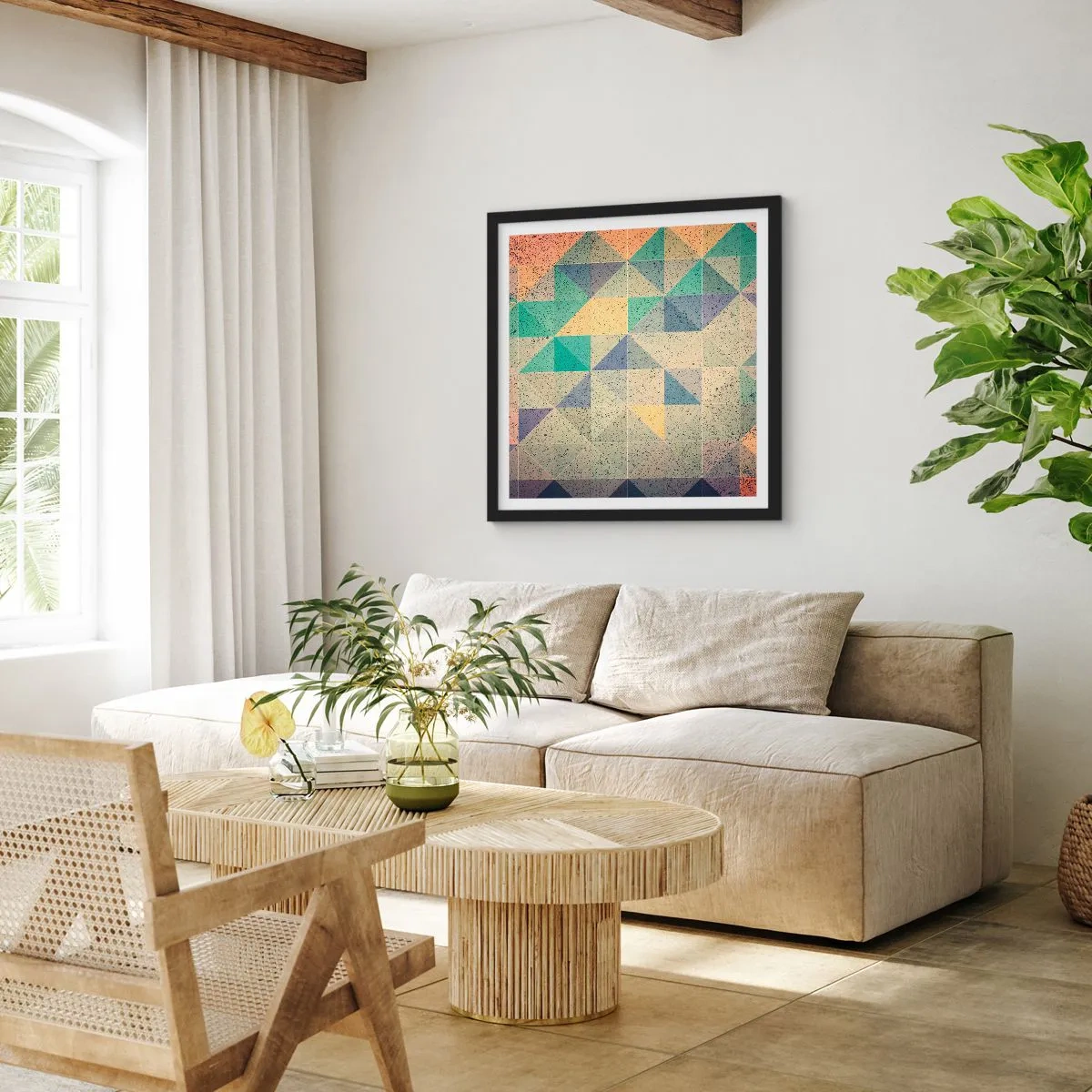 Plakat w czarnej ramie - Republika trójkątów - 50x50 cm