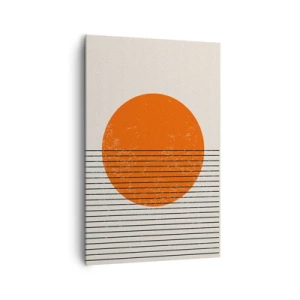 Obraz na płótnie - Minimalistyczne słońce z geometrycznymi liniami - 80x120cm - Zawsze słońce - Nowoczesna dekoracja ścienna do salonu i sypialni ARTTOR