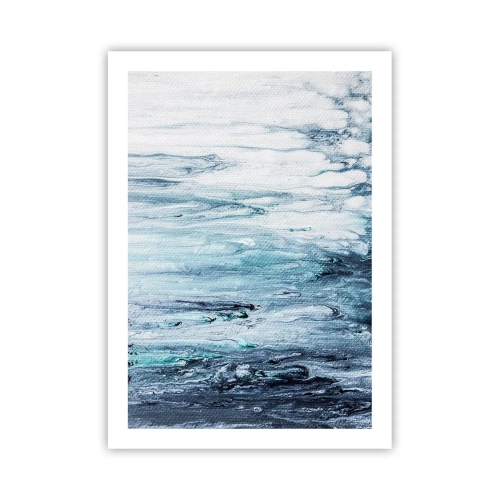 Plakat - Abstrakcyjny wzór w odcieniach błękitu i szarości - 50x70cm - Sople błękitu - Nowoczesna dekoracja ścienna do salonu, kuchni i sypialni ARTTOR