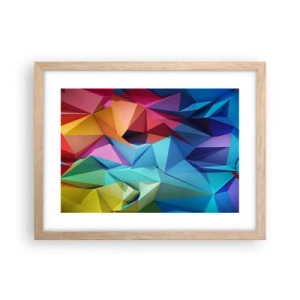 Plakat w ramie jasny dąb - Tęczowe origami - 40x30 cm