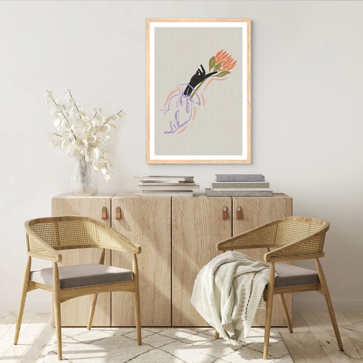 Plakat w ramie jasny dąb - Siostrzany dotyk - 61x91 cm