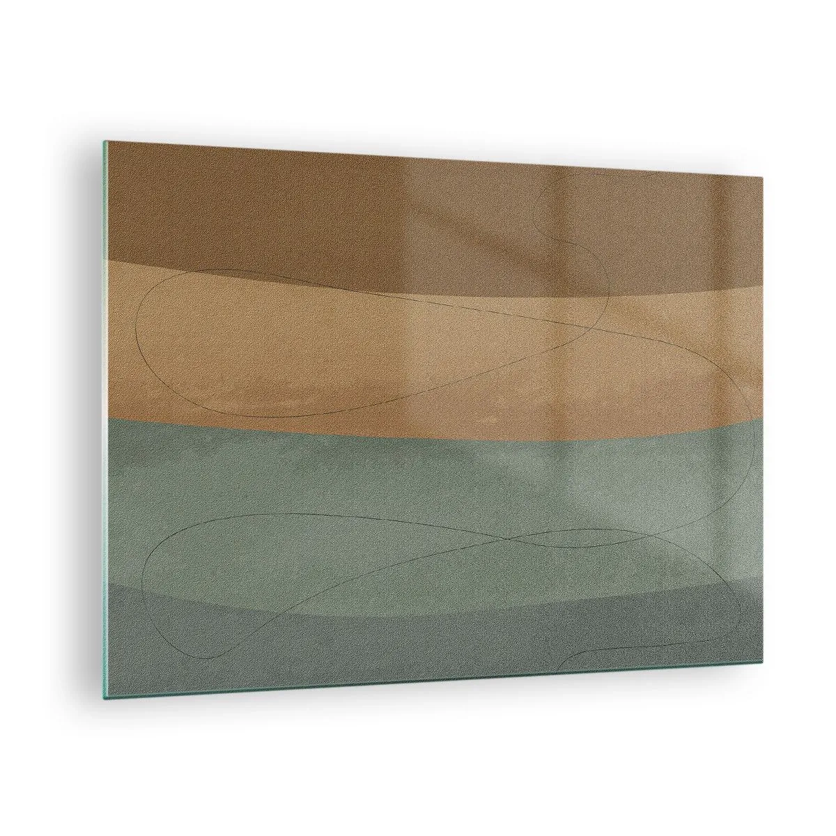 Obraz na szkle - Abstrakcyjne pasy w ziemistych tonacjach - 70x50cm - Kompozycja horyzontalna - Nowoczesna dekoracja ścienna do salonu i sypialni ARTTOR
