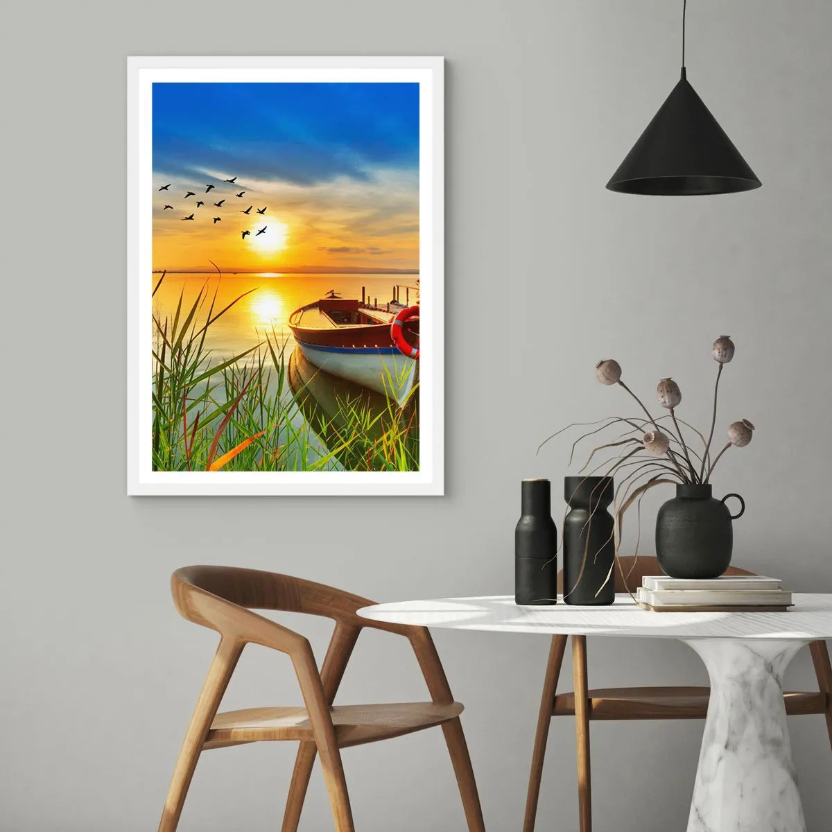 Plakat w białej ramie - Kormorany odlatują już - 30x40 cm