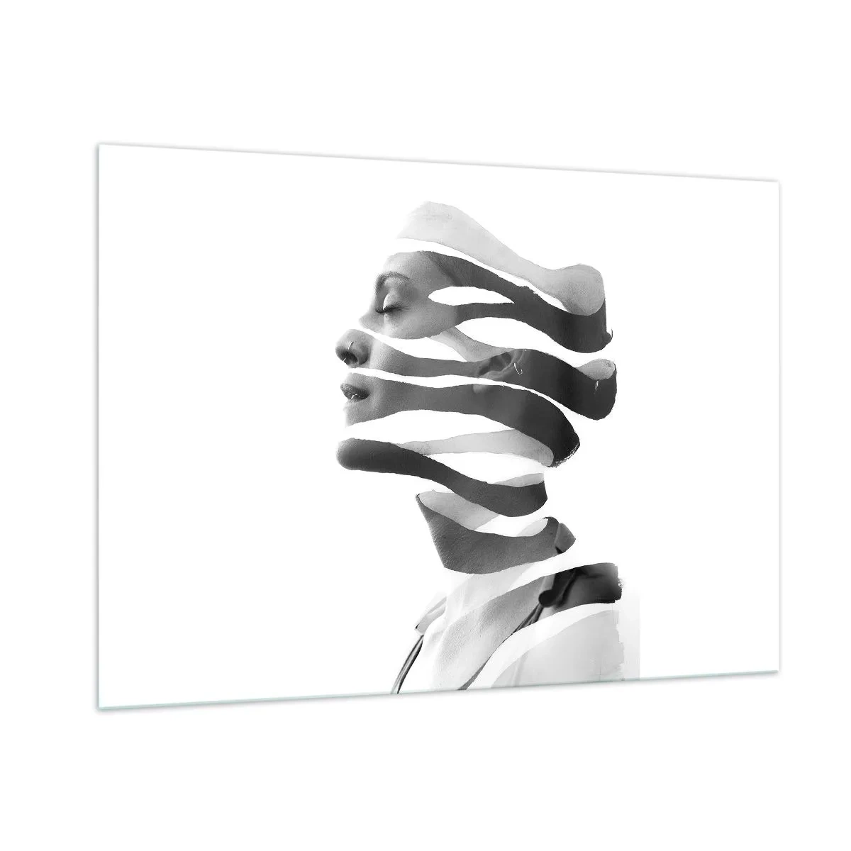 Obraz na szkle - Abstrakcyjna kompozycja kobiecego portretu - 100x70cm - Portret surrealistyczny - Nowoczesna dekoracja ścienna do salonu, kuchni i sypialni ARTTOR