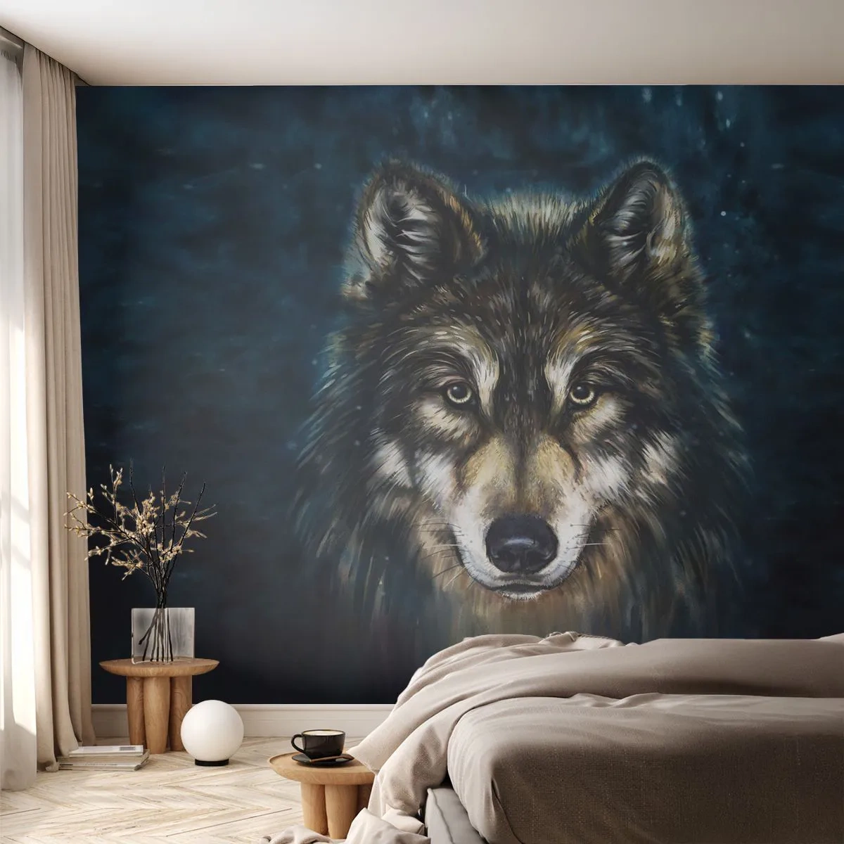 Fototapeta Premium Canvas - Alfa? I omega - Wilk, Zwierzęta, Malarstwo - 250x175 cm