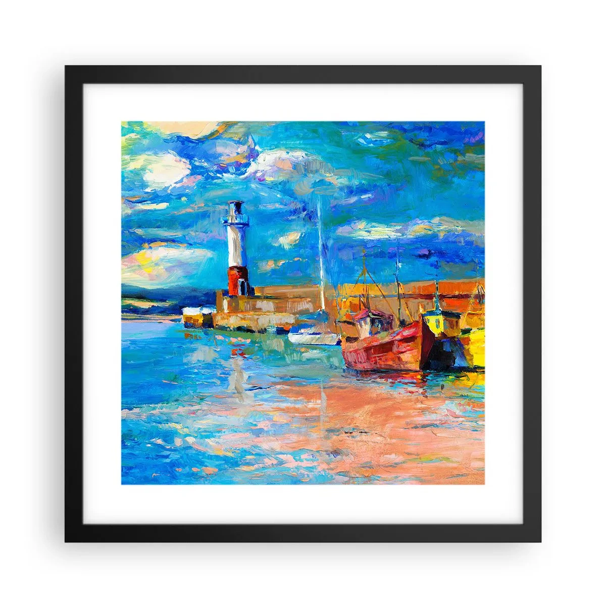 Plakat w czarnej ramie - Popołudnie w tęczowej zatoce - 40x40 cm