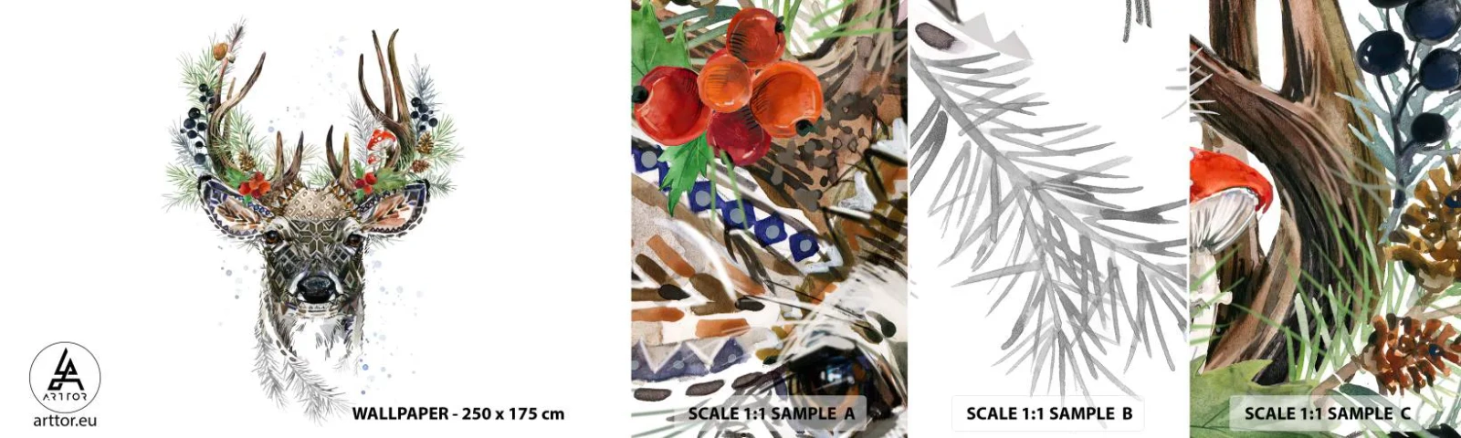 Fototapeta Próbka Samoprzylepna Deluxe Sticker - W świątecznej szacie - Abstrakcja, Jeleń, Renifer - 100x30 cm