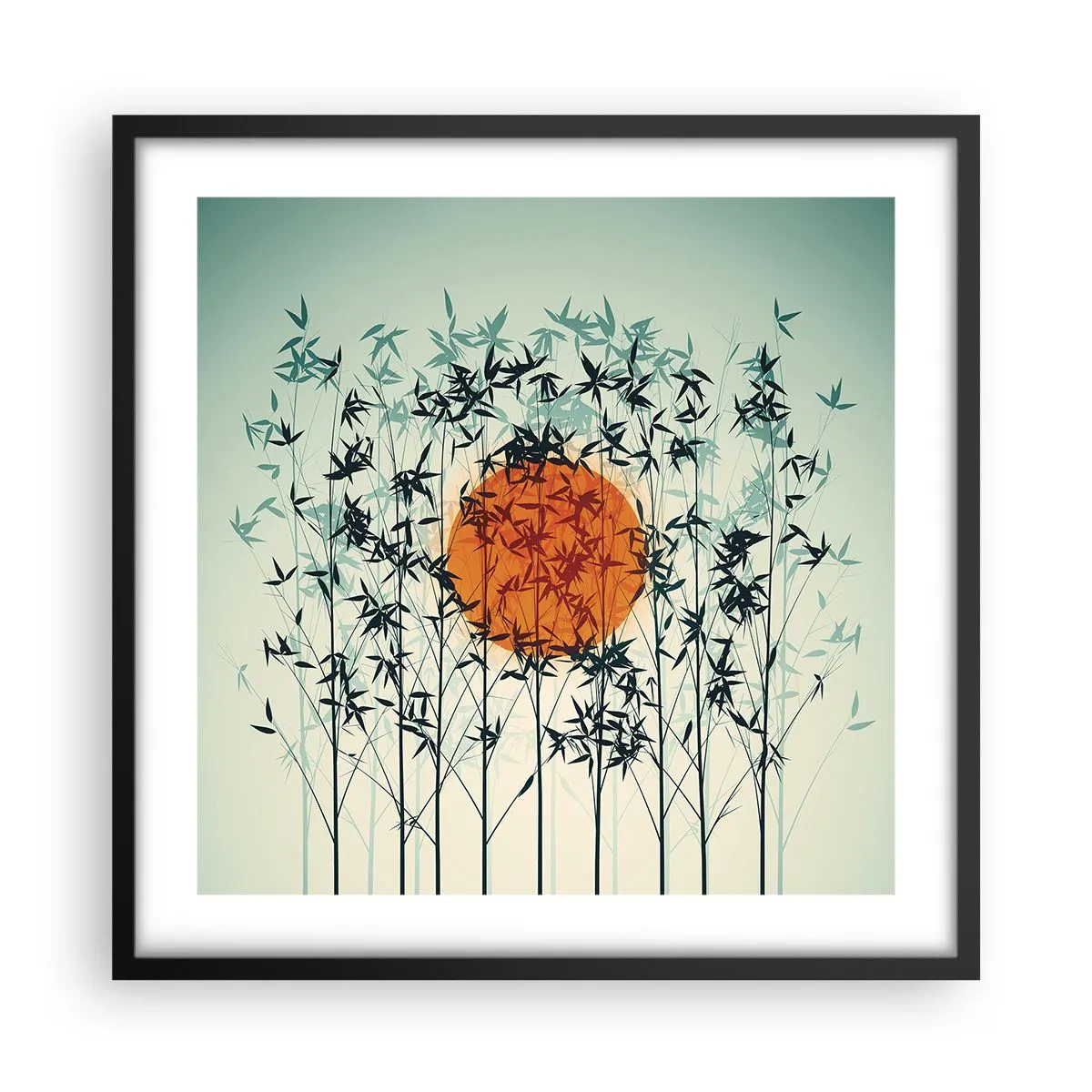 Plakat w czarnej ramie - Japońskie słońce - 50x50 cm