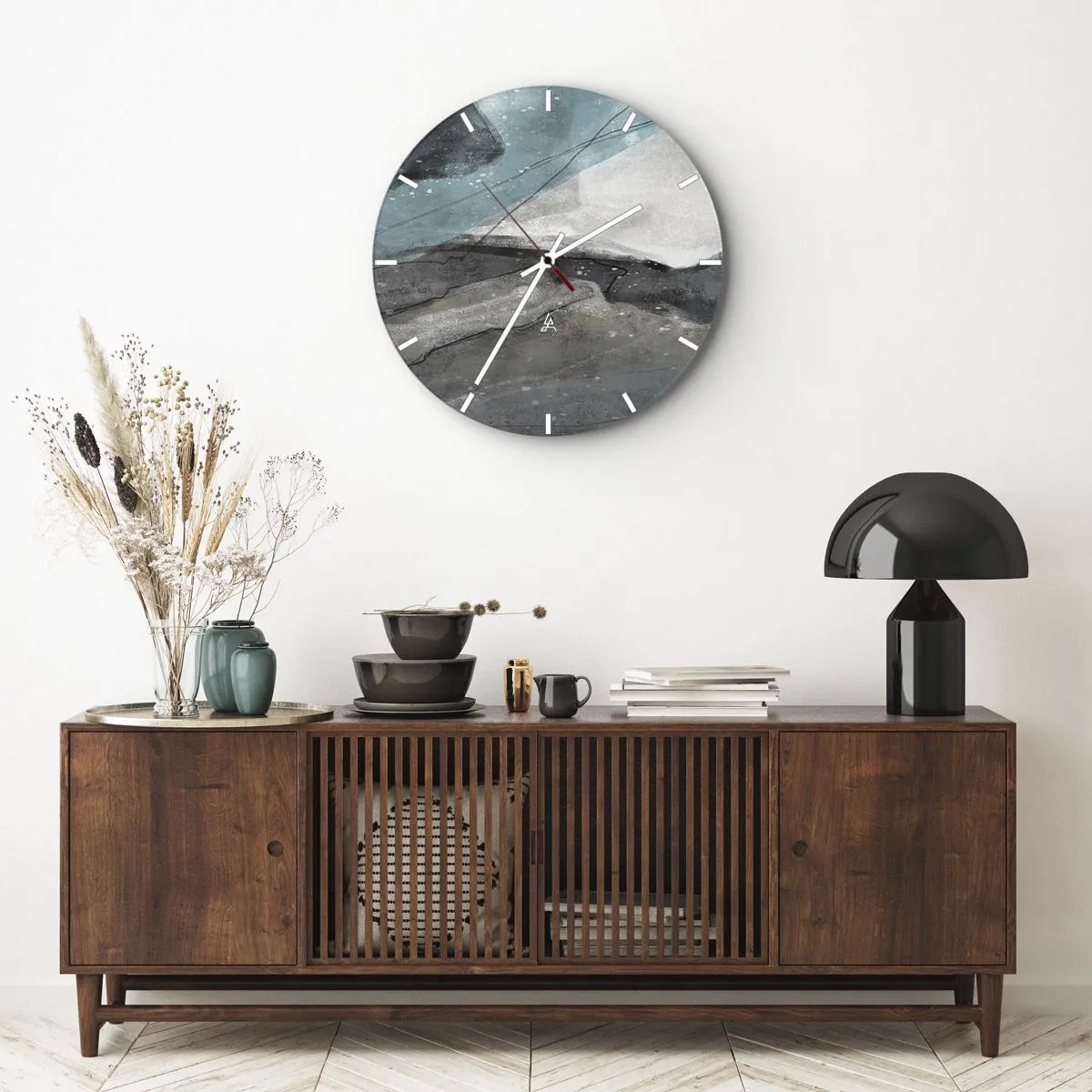 Zegar ścienny - Abstrakcja: skały i lód - 40x40 cm