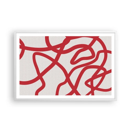 Plakat w białej ramie - Czerwono na białym - 91x61 cm