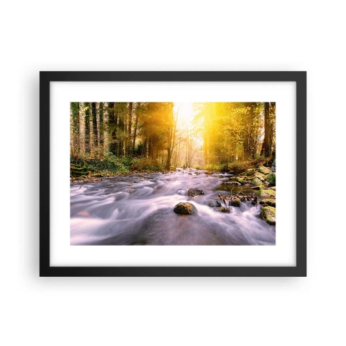 Plakat w czarnej ramie - Malachit w srebrno-złotej oprawie - 40x30 cm