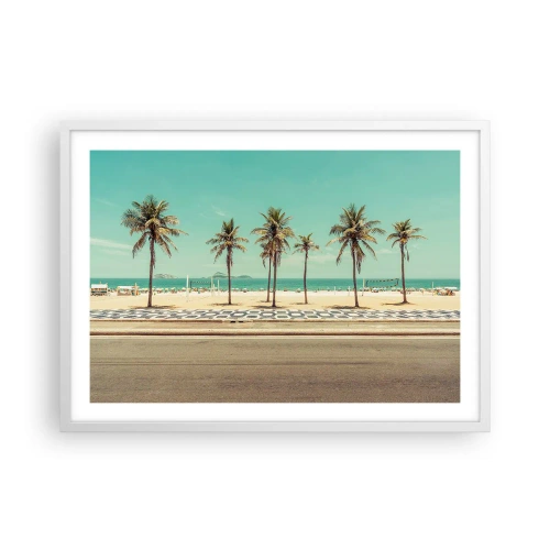Plakat w białej ramie - Na straży plaży - 70x50 cm