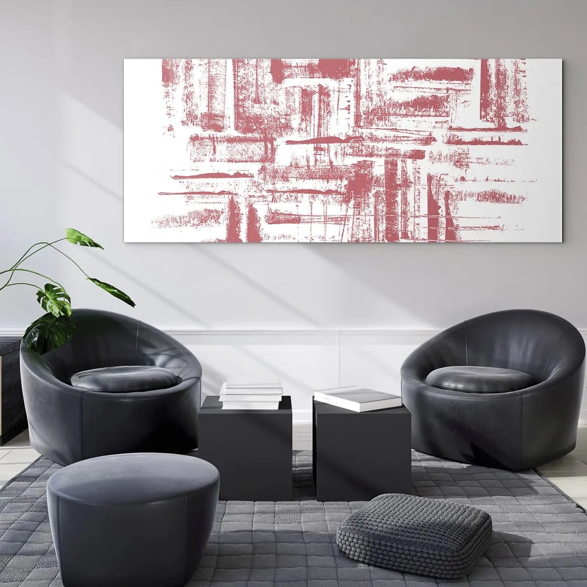 Obraz na szkle - Abstrakcyjne różowe tekstury na białym tle - 120x50cm - Czerwone miasto - Nowoczesna dekoracja ścienna do salonu i sypialni ARTTOR