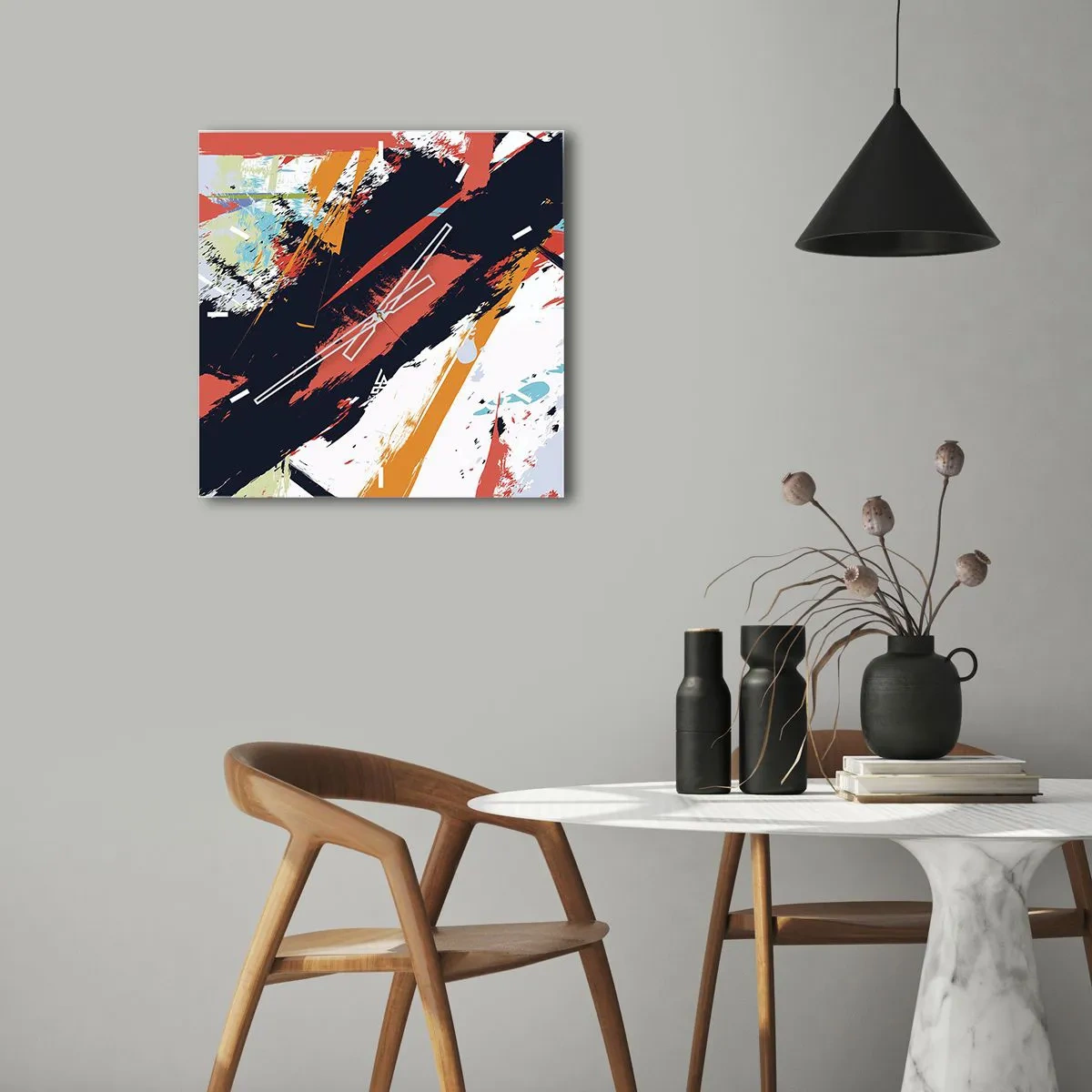 Zegar ścienny - Kompozycja dynamiczna - 40x40 cm