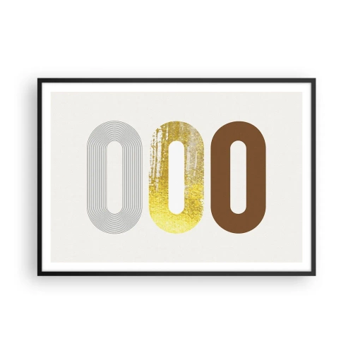 Plakat w czarnej ramie - Abstrakcyjny motyw trzech geometrycznych kształtów - 100x70cm - Ooo! - Nowoczesna dekoracja ścienna do salonu i sypialni ARTTOR