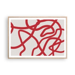 Plakat w ramie jasny dąb - Czerwono na białym - 100x70 cm