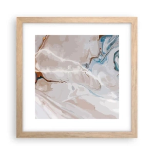 Plakat w ramie jasny dąb - Błękitne meandry pod bielą - 30x30 cm