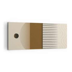 Obraz na płótnie - Abstrakcyjna kompozycja geometryczna w beżach i brązach - 120x50cm - Różne stany - Nowoczesna dekoracja ścienna do salonu i sypialni ARTTOR