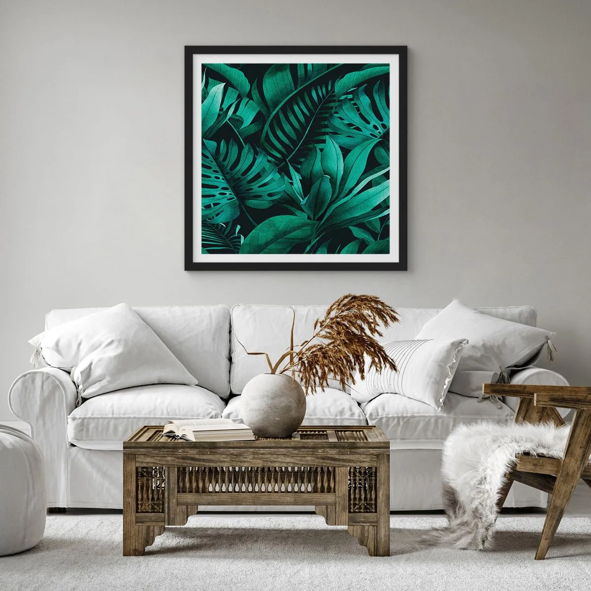 Plakat w czarnej ramie - Głębia tropikalnej zieleni - 40x40 cm