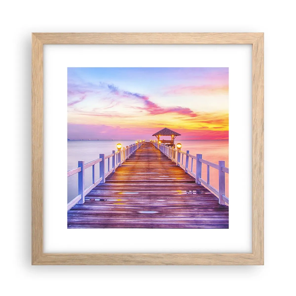 Plakat w ramie jasny dąb - Liliowo-złota cisza wieczoru - 30x30 cm