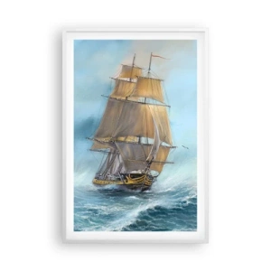 Plakat w białej ramie - Mknący po falach - 61x91 cm