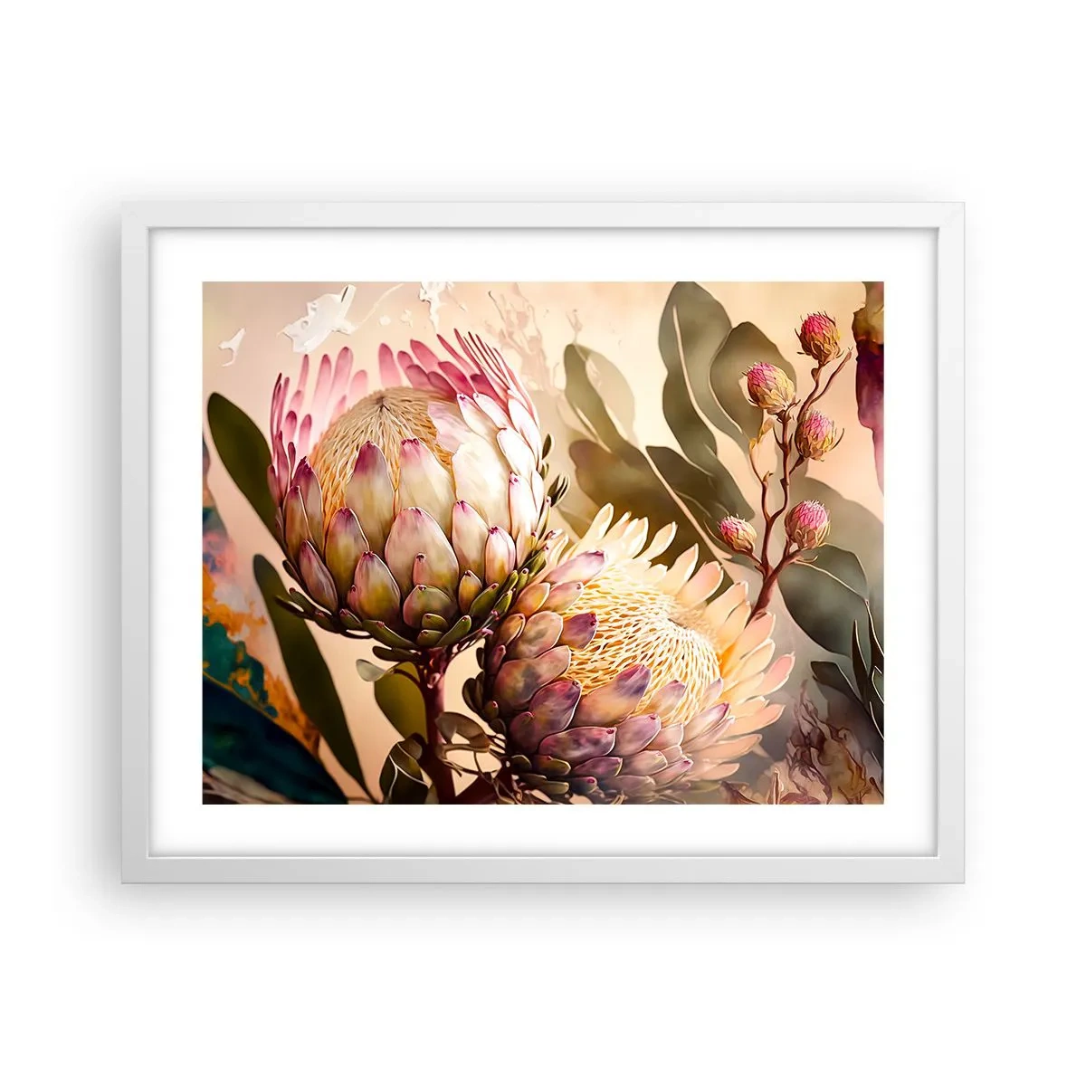 Plakat w białej ramie - Czule objęte - 50x40 cm