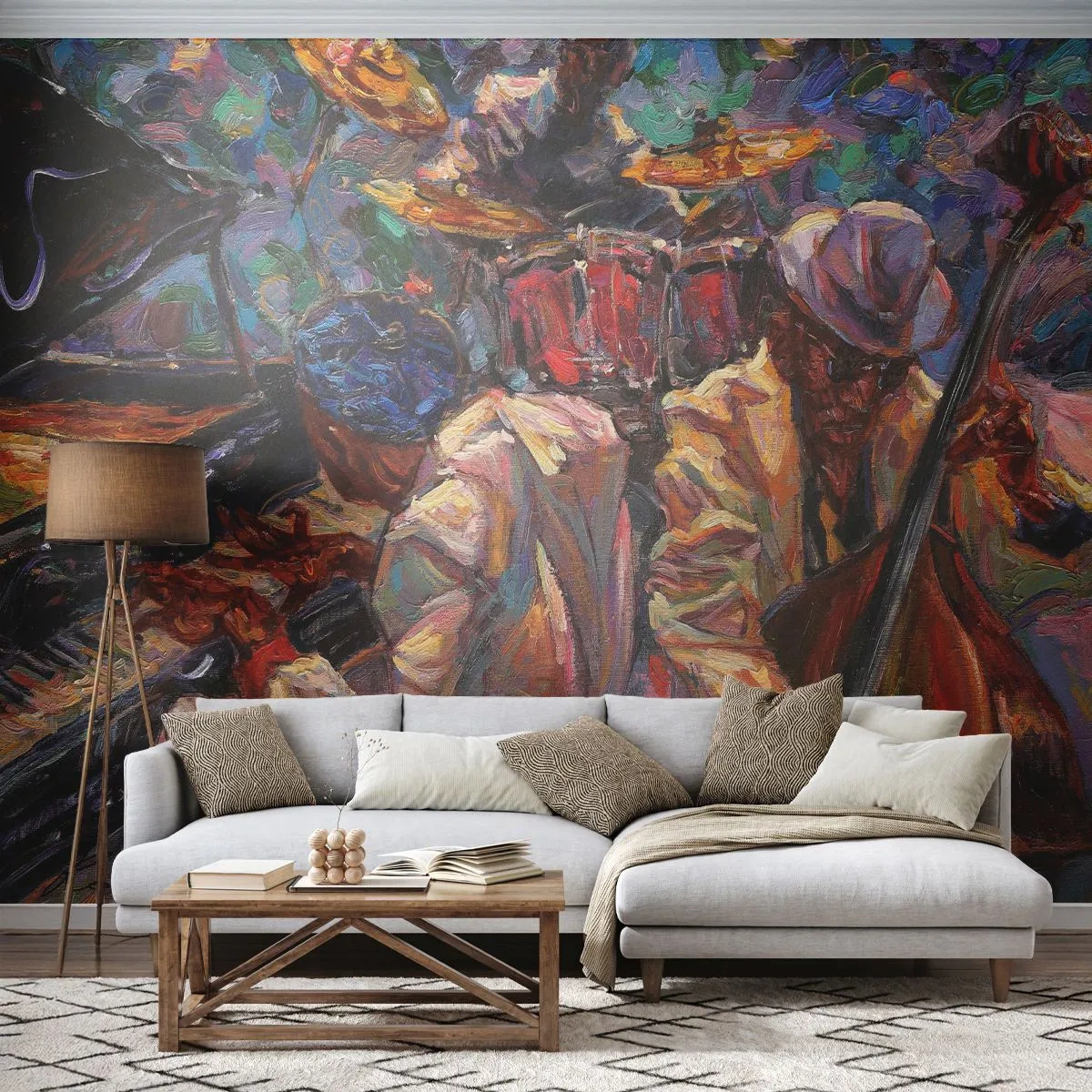 Fototapeta Samoprzylepna Deluxe Sticker - W jednym rytmie - Muzyka, Jazz, Kontrabas - 500x350 cm