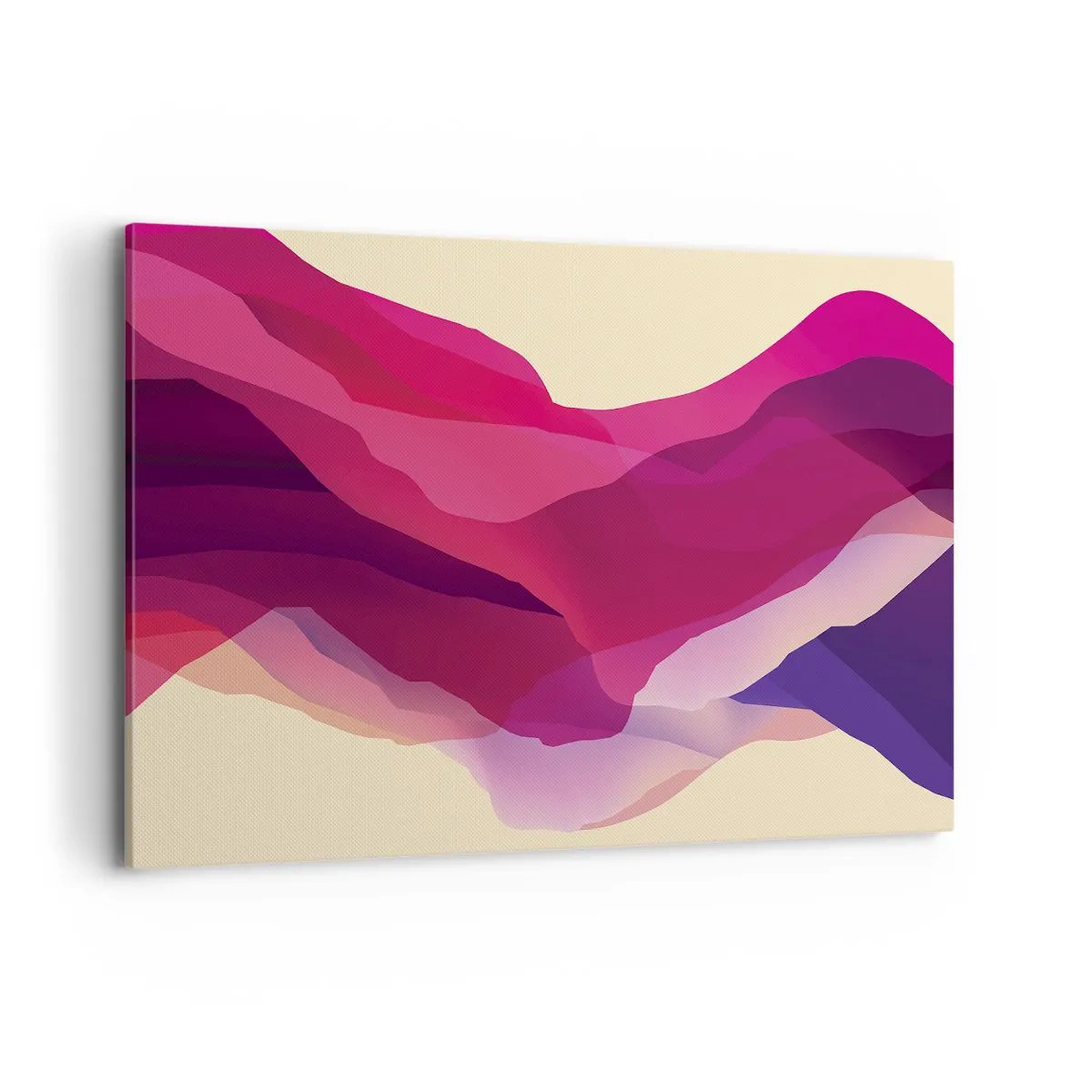 Obraz na płótnie - Abstrakcyjne fale w odcieniach purpury i różu na jasnym tle - 120x80cm - Fale purpury - Nowoczesna dekoracja ścienna do salonu, kuchni i sypialni ARTTOR
