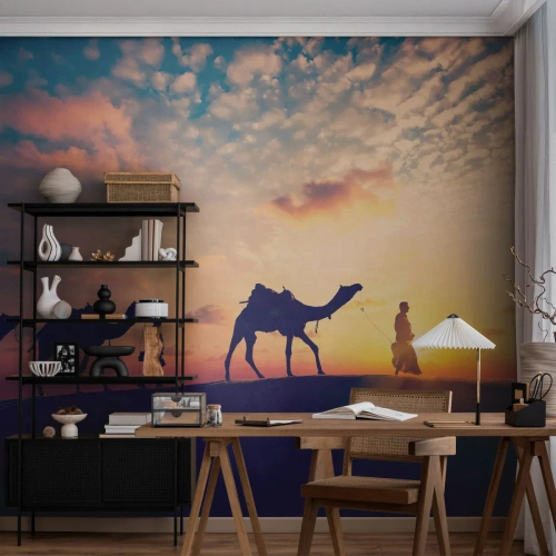 Fototapeta Samoprzylepna Deluxe Sticker - Tajemniczy duch orientu - Krajobraz, Pustynia, Wielbłąd - 250x175 cm