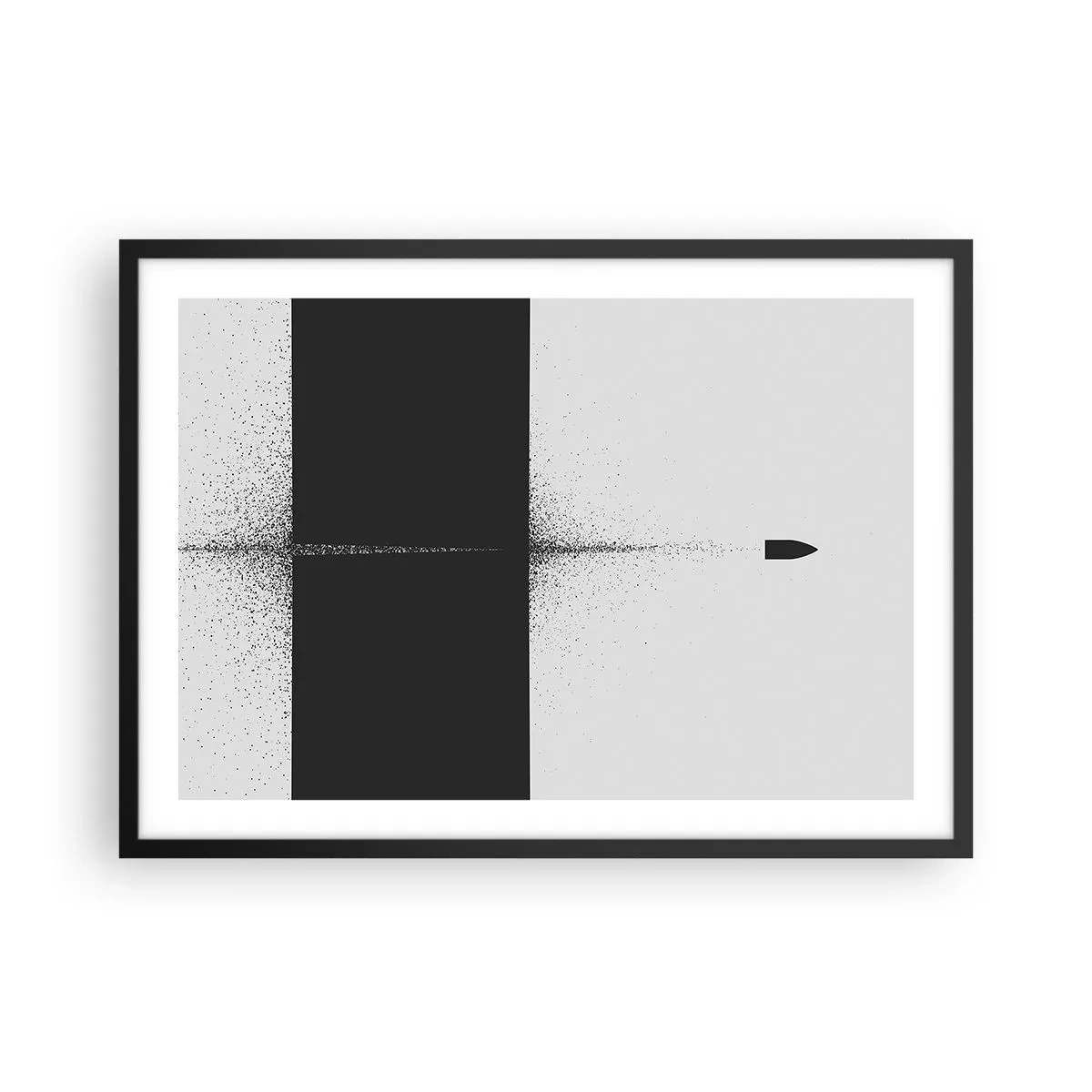 Plakat w czarnej ramie - Symboliczny pocisk w minimalistycznym, abstrakcyjnym stylu - 70x50cm - Prosto do celu - Nowoczesna dekoracja ścienna do salonu i sypialni ARTTOR
